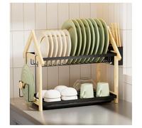 Scolapiatti,scolapiatti a 2 Livelli per Il bancone della Cucina,scolapiatti con scolapiatti/portautensili/Tagliere,Ciotole/Bottiglie multifunzionali(B)