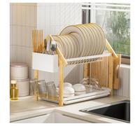 Scolapiatti,scolapiatti a 2 Livelli per Il bancone della Cucina,scolapiatti con scolapiatti/portautensili/Tagliere,Ciotole/Bottiglie multifunzionali(A)