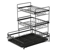 Scolapiatti, Scolapiatti a 3 livelli da cucina Scaffale appoggio con portautensili/Scolapiatti/Bianco(Black)