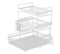 Scolapiatti, Scolapiatti a 3 livelli da cucina Scaffale appoggio con portautensili/Scolapiatti/Bianco(White)