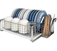 Scolapiatti, Scolapiatti, Contenitore for ciotole a strato singolo, contenitore for bacchette, contenitore for cucina, organizer for riporre gli utensili/argento/50 * 33 * 17 cm(Silver)