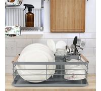 Scolapiatti, scolapiatti, contenitore per la cucina, scolapiatti nero in ferro di grande capacità con vassoio raccogligocce e scolapiatti - design spazioso per una conservazione efficiente e un'asciug