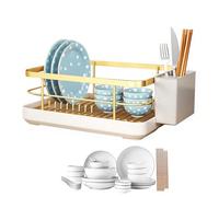 Scolapiatti | Scolapiatti in acciaio con portaposate - Organizzatore compatto per utensili su piano di lavoro, mensola armadio interno