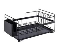 Scolapiatti Scolapiatti In Acciaio Inox Con Scolapiatti Rimovibile Vassoio Portaposate In Plastica Rimovibile Per Piano Cucina Scolapiatti Per Utensili(Black)