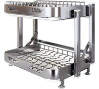 Scolapiatti,scolapiatti in Acciaio Inox,scolapiatti Pieghevole da banco a 2/3 Livelli con scolapiatti,portautensili Cucina e Porta Tagliere(Dimensioni: 2 Livelli)