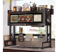 Scolapiatti - Scolapiatti in metallo a 3 livelli con portautensili e porta antipolvere per bancone della cucina