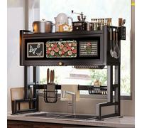 Scolapiatti - Scolapiatti in metallo a 3 livelli con portautensili e porta antipolvere per bancone della cucina