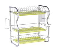 Scolapiatti - Scolapiatti salvaspazio da cucina in acciaio inox | Organizzatore di supporto per tagliere di grande capacità con tre vassoi di raccolta