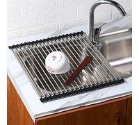 Scolapiatti | Scolapiatti salvaspazio in silicone e acciaio inox, multiuso per frutta e verdura, organizer da cucina resistente al calore