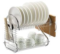 Scolapiatti, scolapiatti Scolapiatti a 2 Livelli Scolapiatti con vaschetta raccogligocce Scolapiatti per bancone della Cucina Acciaio Inossidabile, Tipo C (Piastra Doppia Verde)/Ti