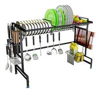 Scolapiatti, Scolapiatti sopra il lavandino Nero da cucina Stoviglie Organizzatore 85 * 33 58 cm Multifunzione