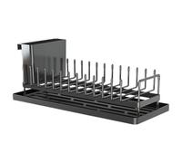 Scolapiatti Scolapiatti | Supporto per piatti antiruggine - Gadget da cucina salvaspazio in acciaio al carbonio con porta posate, supporto compatto per riporre la cosa