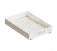 Scolapiatti scorrevole in acciaio inox per cucina, con struttura e posizionamento ottimizzato delle fessure per una maggiore visibilità, colore: bianco