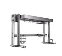 Scolapiatti singolo per lavello salvaspazio in metallo, ripiano con 4 ripiani da 87 cm, colore grigio, perfetto per la cucina nizat