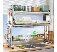 Scolapiatti Sopra Il Lavandino, Scolapiatti A 3 Livelli Sopra Il Lavandino Con Coperchio Per Piatti, Bicchieri, Ciotole E Posate, Organizer Per Scolapiatti Per Riporre I -87*30*69cm/34.3*11.8*27.2in
