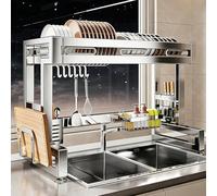 Scolapiatti sopra il lavello, acciaio inossidabile 304, portautensili da cucina multifunzionale, salvaspazio, adatto per piatti, ciotole, bicchieri e posate(Single layer,56cm/22in)