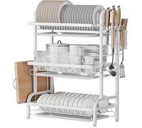 Scolapiatti sopra il lavello for mobili da cucina Tagliere Scaffale Cestino for posate Vassoio antigoccia(53x25x39cm)