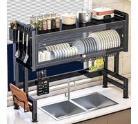 Scolapiatti sopra il lavello, grande capacità scolapiatti con portaposate per l'organizzazione della cucina, design salvaspazio per un uso efficiente del piano di lavoro