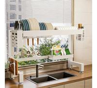 Scolapiatti sopra il lavello, in acciaio al carbonio di alta qualità, scaffale da cucina multifunzionale, adatto per piatti, tazze, ciotole e posate(Single layer,75cm/29.5in)