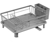 Scolapiatti sopra il lavello, organizzazione e stoccaggio della cucina, scolapiatti salvaspazio for il bancone della cucina con portautensili(Gray)