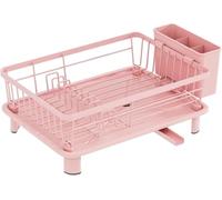 Scolapiatti sopra il lavello, organizzazione e stoccaggio della cucina, scolapiatti salvaspazio for il bancone della cucina con portautensili(Pink)
