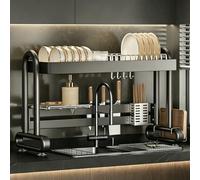 Scolapiatti sopra il lavello, Portapiatti da cucina ad alta capacità per piano di lavoro, design traspirante con drenaggio automatico, adatto per riporre piatti(Single-layer,86cm/33.8in)