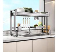 Scolapiatti sopra il lavello, scaffale porta piatti multifunzionale in acciaio inox, scaffale salvaspazio per la cucina, adatto per piatti, bicchieri e posate(Single layer,65cm/25.6in)