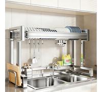 Scolapiatti sopra il lavello, scaffale portaoggetti multifunzione in acciaio inossidabile 304 per lavello, adatto per piatti, ciotole, tazze e posate(Single layer,76cm/29.9in)
