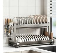Scolapiatti sopra il lavello, scolapiatti in acciaio inox a 2/3 livelli, struttura stabile e resistente, adatto per riporre piatti, bicchieri e posate(Two floors,55.5cm/21.8in)