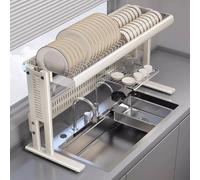 Scolapiatti sopra il lavello, scolapiatti salvaspazio per una grande capacità di archiviazione e organizzazione, scolapiatti monostrato per lavello da cucina