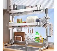 Scolapiatti sopra lavello, scolapiatti in acciaio inox, regolabile