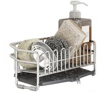 Scolapiatti sottile in acciaio inox 304 per lavello - Scolapiatti antiruggine a 2 livelli con vaschetta di drenaggio, organizer da cucina salvaspazio per spugne & (A)