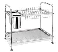 Scolapiatti Stabile 2-Tirer Stendino In Acciaio Inox Scarico Scolapiatti Scaffale Da Cucina Con Vassoio Dell'acqua Bacchette Posate Staffa Moderno Organizzatore da Cucina