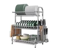Scolapiatti Stabile 3 Ripiani Per Organizzare I Piatti In Acciaio Inox 304, Per Asciugatura Dei Piatti, Per Mensola Della Cucina Moderno Organizzatore da Cucina