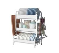 Scolapiatti Stabile Asciugatrice Per Piatti In Acciaio Inox A 3 Ripiani Con Portautensili E Vassoi Scolapiatti Rimovibili Moderno Organizzatore da Cucina(Blue,Silver)