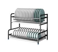 Scolapiatti Stabile Bancone Da Cucina A 2 Ripiani, Grande Scolapiatti, Scolapiatti In Acciaio Inox, Ripiano Portaoggetti Moderno Organizzatore da Cucina(53.7 * 30 * 41.2cm)