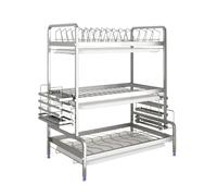 Scolapiatti Stabile Portaoggetti Per Piatti A 3 Ripiani In Acciaio Inox, Portaoggetti Per Piatti, Portaoggetti Con Portacoltelli E Portautensili Moderno Organizzatore da Cucina