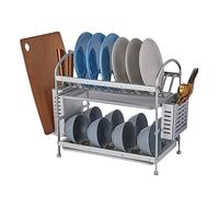 Scolapiatti Stabile Portautensili Da Appoggio Per Utensili Da Cucina In Alluminio Spaziale Portapiatti Da Cucina Doppio Portaoggetti Moderno Organizzatore da Cucina(G)