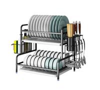 Scolapiatti Stabile Scolapiatti A 2 Ripiani, Scolapiatti Robusto, Appoggiato Sul Piano Di Lavoro Della Cucina, Contenitore Per La Cucina Moderno Organizzatore da Cucina(62 * 30 * 41.2cm)