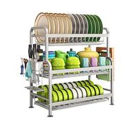 Scolapiatti Stabile Scolapiatti a 3 strati Scolapiatti in acciaio inossidabile 304 Scolapiatti da cucina Scolapiatti cromato Scolapiatti scolapiatti Moderno Organizzatore da Cucina