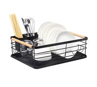 Scolapiatti Stabile Scolapiatti Con Vaschetta Raccogligocce Cestello Portaposate Da Cucina Scolapiatti Scolapiatti Con Portaoggetti Per Cucina Moderno Organizzatore da Cucina(Black,1-Tier)