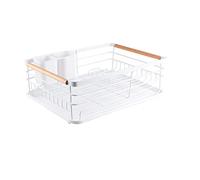 Scolapiatti Stabile Scolapiatti Con Vaschetta Raccogligocce Cestello Portaposate Da Cucina Scolapiatti Scolapiatti Con Portaoggetti Per Cucina Moderno Organizzatore da Cucina(White,1-Tier)
