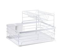 Scolapiatti Stabile Scolapiatti Con Vaschetta Raccogligocce Cestello Portaposate Da Cucina Scolapiatti Scolapiatti Con Portaoggetti Per Cucina Moderno Organizzatore da Cucina(White,2-Tier)