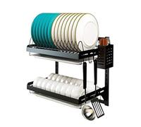 Scolapiatti Stabile Scolapiatti Da Parete In Acciaio Inox, 2 Ripiani, Scolapiatti Sospeso, Mensola Da Cucina Moderno Organizzatore da Cucina