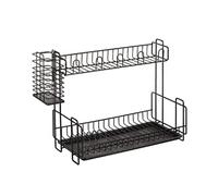 Scolapiatti Stabile Scolapiatti In Metallo Moderno Con Portautensili Staccabile Per Scolapiatti, Portabicchieri Per Riporre I Ripiani Della Cucina Per La Cucina Moderno Organizzatore da Cucina(Black)