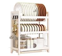 Scolapiatti Stabile Scolapiatti In Metallo Piatto Scolapiatti Stendino Per Spezie Stoccaggio Lavello Supporto Per Stoviglie Scolapiatti Moderno Organizzatore da Cucina(White,44 * 20 * 50cm)