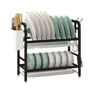 Scolapiatti Stabile Scolapiatti Multifunzionale Da Cucina, Scolapiatti, Scolapiatti In Acciaio Inox Moderno Organizzatore da Cucina(Black)