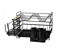 Scolapiatti Stabile Scolapiatti Scolapiatti Con Scolapiatti Portaposate, Scolapiatti Con Scolapiatti Per Bancone Da Cucina Moderno Organizzatore da Cucina(Black)