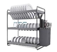 Scolapiatti Stabile Stendibiancheria Multifunzionale A 3 Strati Con Scolapiatti Rimovibile Lavello Da Cucina Space Rack In Alluminio Moderno Organizzatore da Cucina