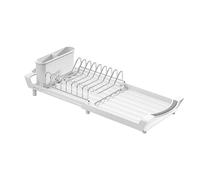 Scolapiatti, Stendino for piatti compatto espandibile in acciaio inossidabile multicolore for lavello da cucina dell'appartamento(White)